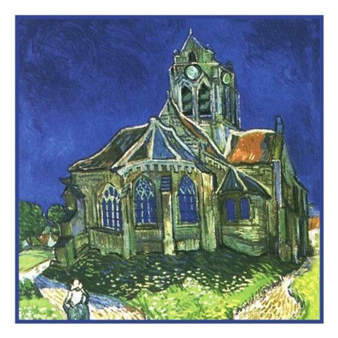 The Church in Auvers inspired by Impressionist Vincent Van Gogh's Painting Counted Cross Stitch Pattern