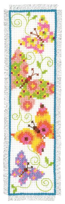 Blue Floral Flowers Counted Cross Stitch Bookmarks Kits Double